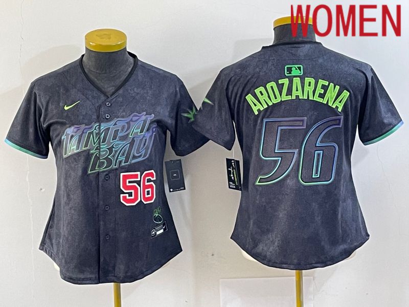 Women Tampa Bay Rays #56 Randy Arozarena Nike MLB Limited City Connect Black 2024 Jersey style 2->youth mlb jersey->Youth Jersey